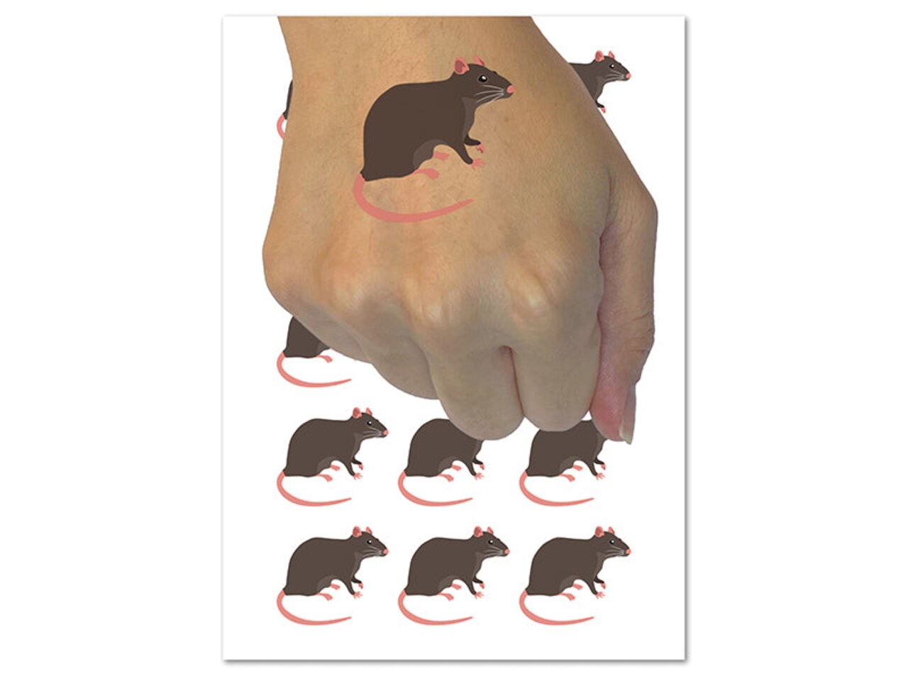 Rat Solid Temporary Tattoo Water Resistant Fake Body Art Set Collection (1 Sheet)